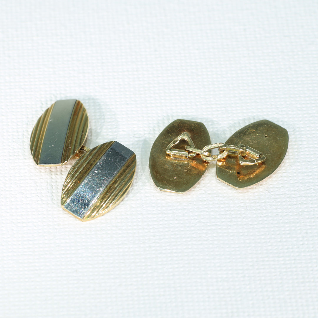 Stylish Art Deco Cufflinks 18k Two Tone Gold