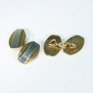 Stylish Art Deco Cufflinks 18k Two Tone Gold