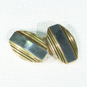 Stylish Art Deco Cufflinks 18k Two Tone Gold