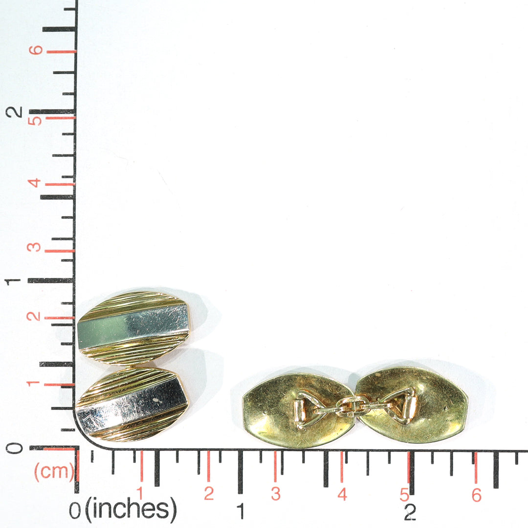 Stylish Art Deco Cufflinks 18k Two Tone Gold