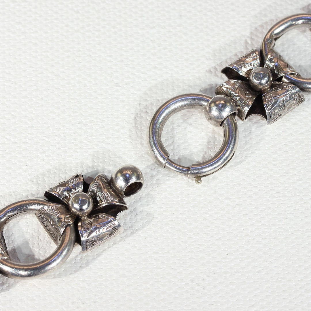 Antique Victorian Silver Collar Necklace 18" Long
