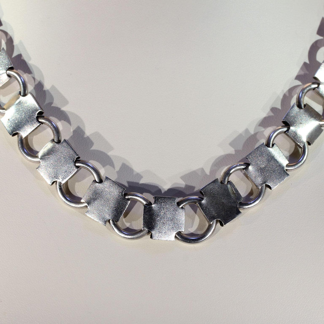Antique Victorian Silver Collar Necklace 18" Long