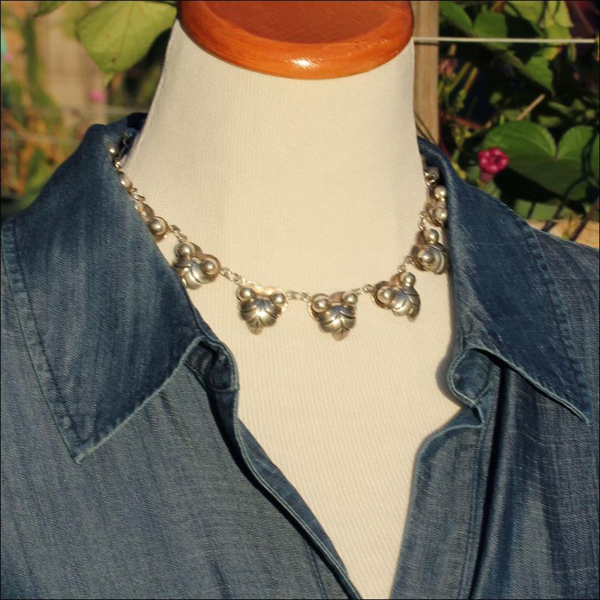 Vintage South African Silver Collar Necklace in 980 Silver