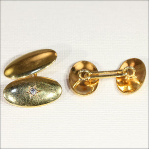 Antique Edwardian Classic Diamond Cufflinks in 15k Gold