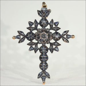 Antique Georgian Diamond Flemish Cross in 14k Gold and Silver