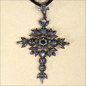 Antique Georgian Diamond Flemish Cross in 14k Gold and Silver