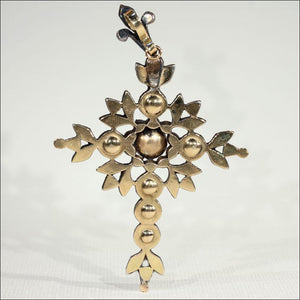 Antique Georgian Diamond Flemish Cross in 14k Gold and Silver