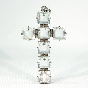 Antique Silver Art Deco Paste Cross Pendant