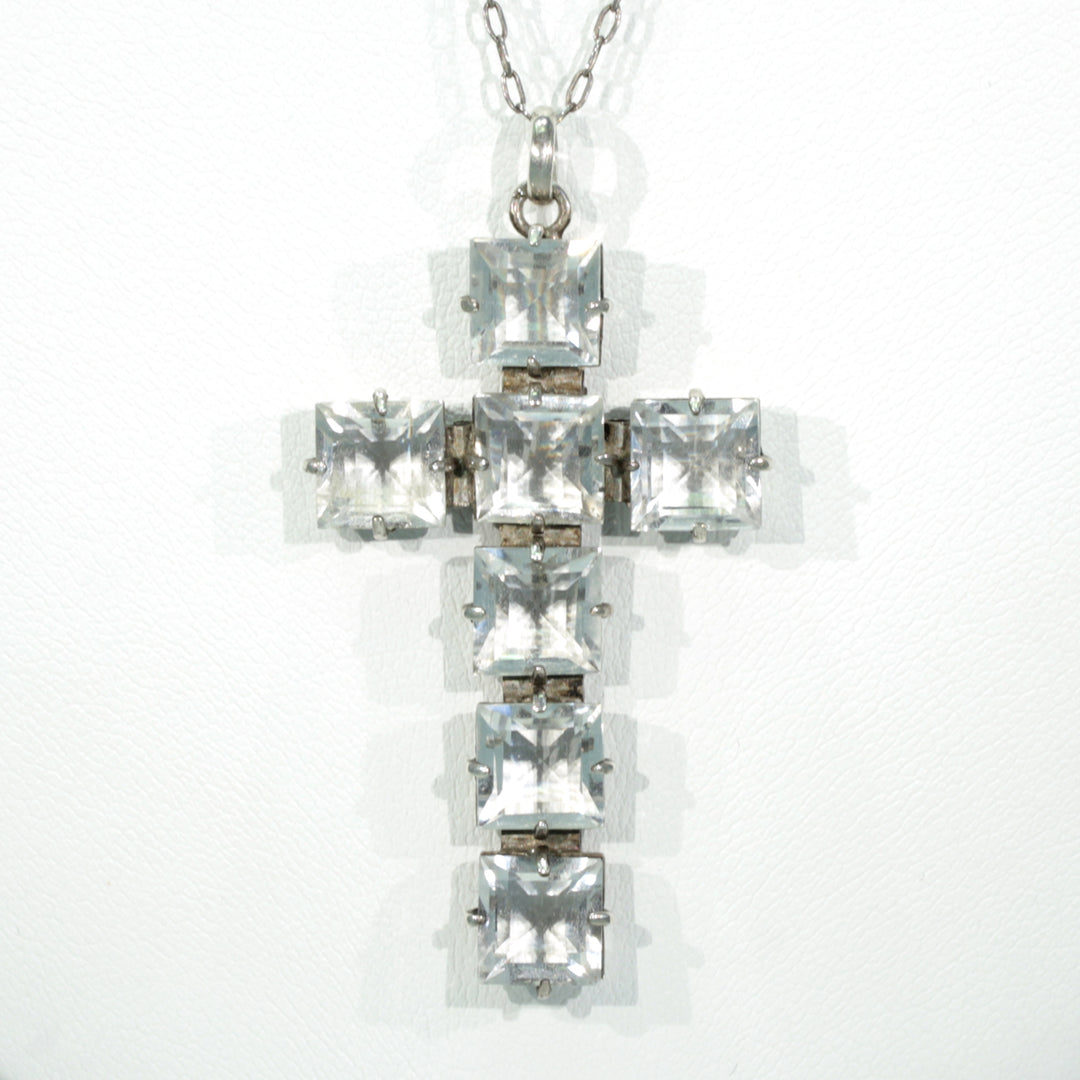Antique Silver Art Deco Paste Cross Pendant