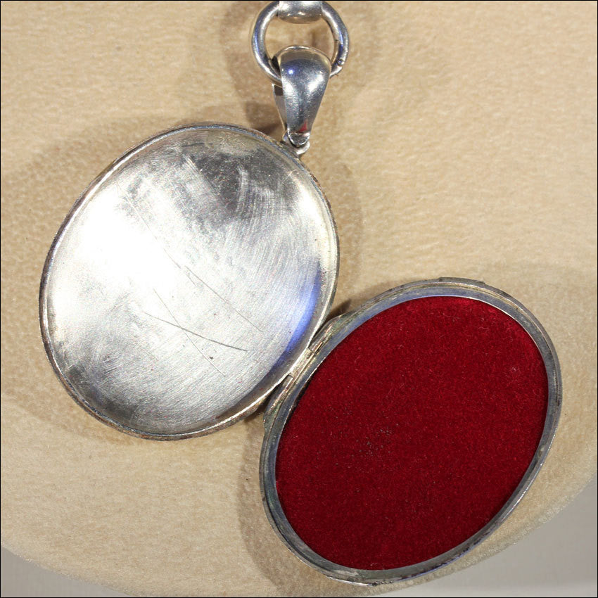 Antique Victorian Collar and Locket Necklace with Buckle Motif Locket in Sterling Silver