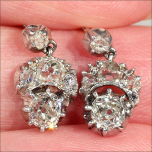 Antique Early Victorian Diamond Earrings in Silver and Gold, c. 1850