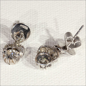 Antique Early Victorian Diamond Earrings in Silver and Gold, c. 1850