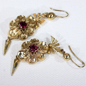 Antique Victorian Pinchbeck Red Paste Earrings