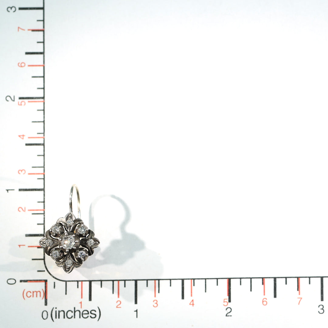 Early Victorian Diamond Night and Day Earrings Back to Front French 18k SS