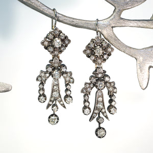 Early Victorian Diamond Night and Day Earrings Back to Front French 18k SS