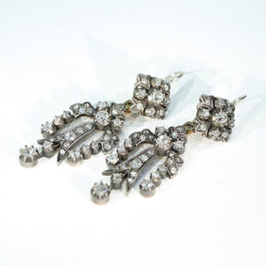 Early Victorian Diamond Night and Day Earrings Back to Front French 18k SS