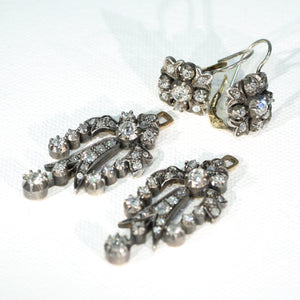 Early Victorian Diamond Night and Day Earrings Back to Front French 18k SS