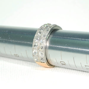 Early Art Deco Double Row Diamond Half Eternity Band Ring