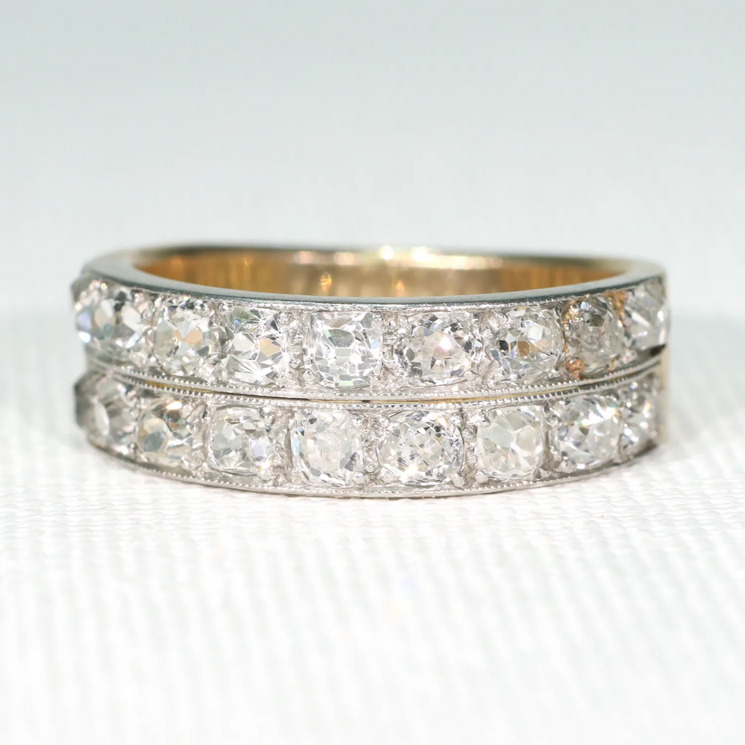 Early Art Deco Double Row Diamond Half Eternity Band Ring