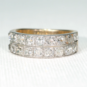 Early Art Deco Double Row Diamond Half Eternity Band Ring