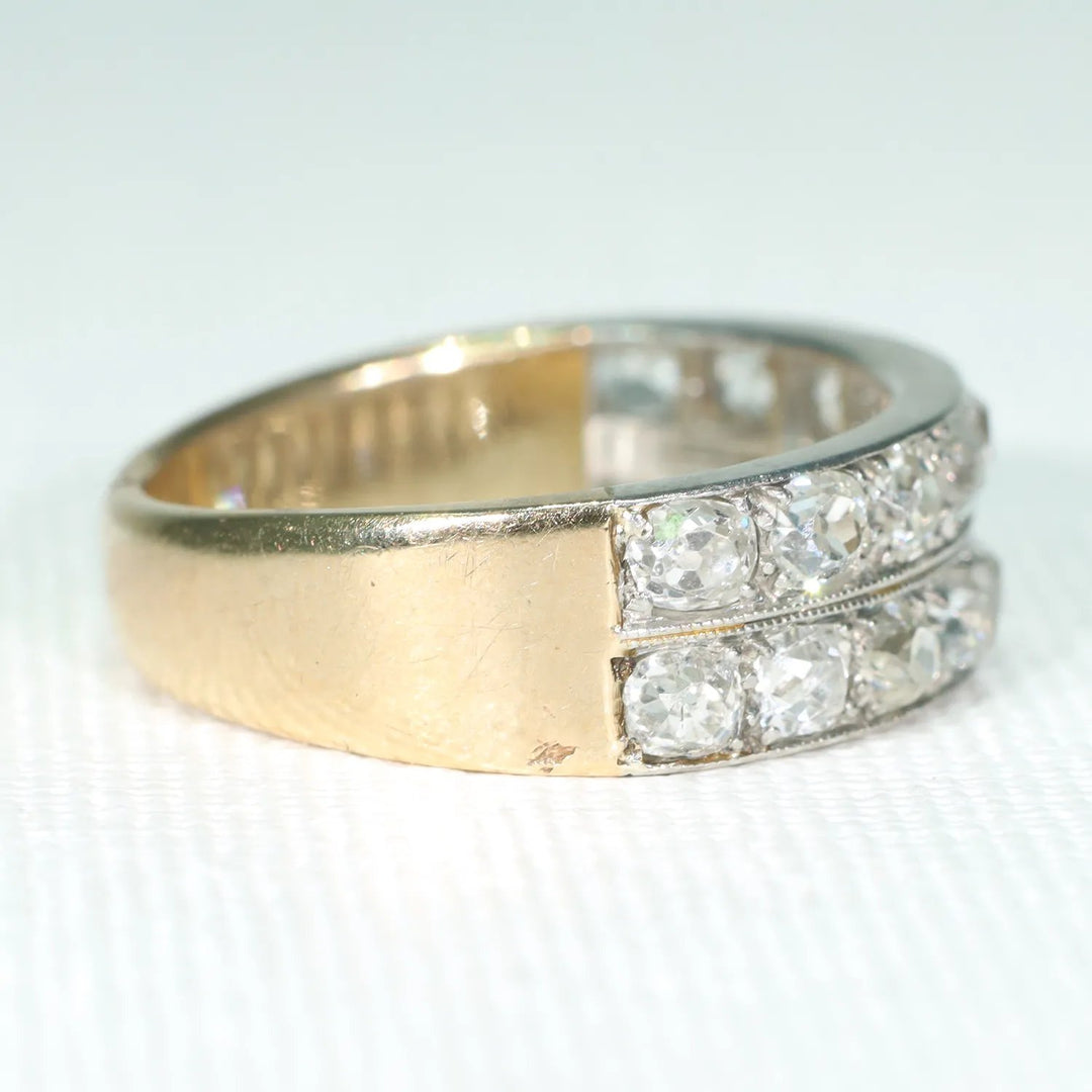 Early Art Deco Double Row Diamond Half Eternity Band Ring