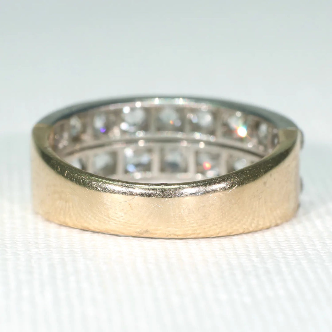 Early Art Deco Double Row Diamond Half Eternity Band Ring