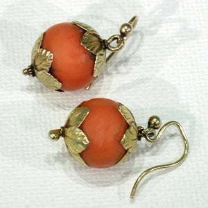 Early Victorian Coral 15k Gold Earrings