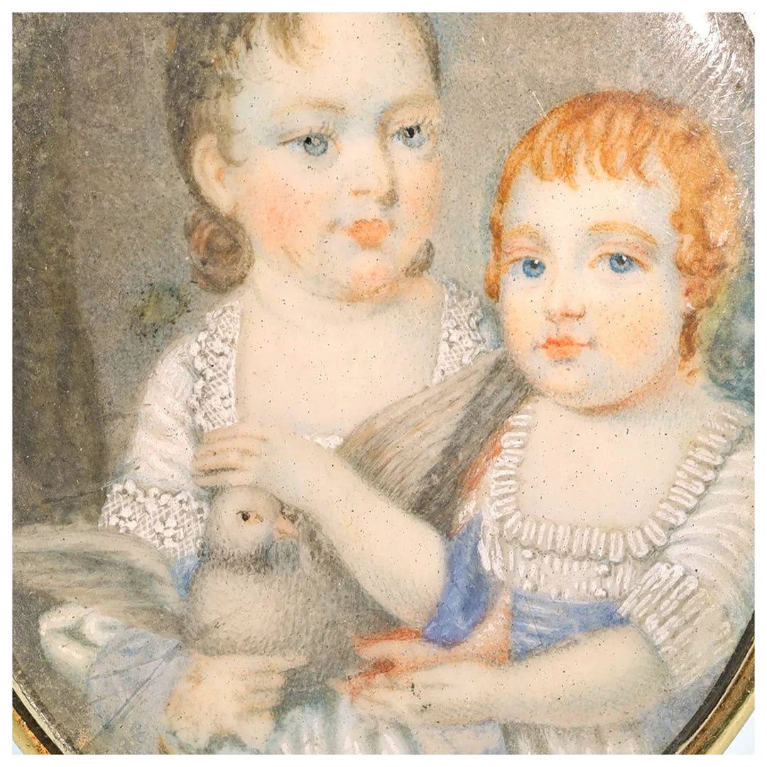 Early Victorian Enamel Portrait Miniature 15k Gold