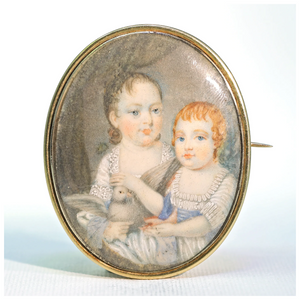 Early Victorian Enamel Portrait Miniature 15k Gold