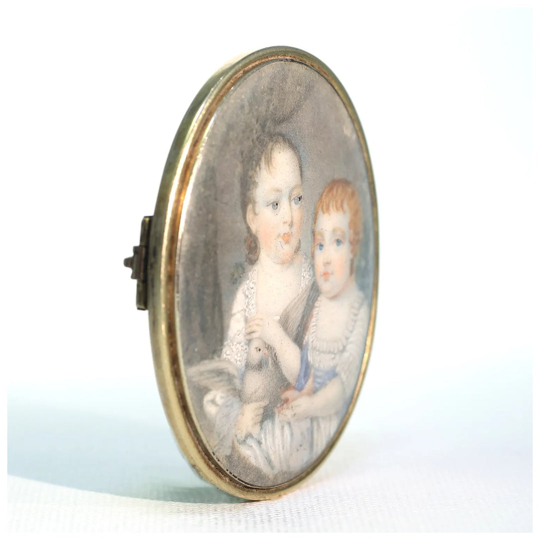 Early Victorian Enamel Portrait Miniature 15k Gold