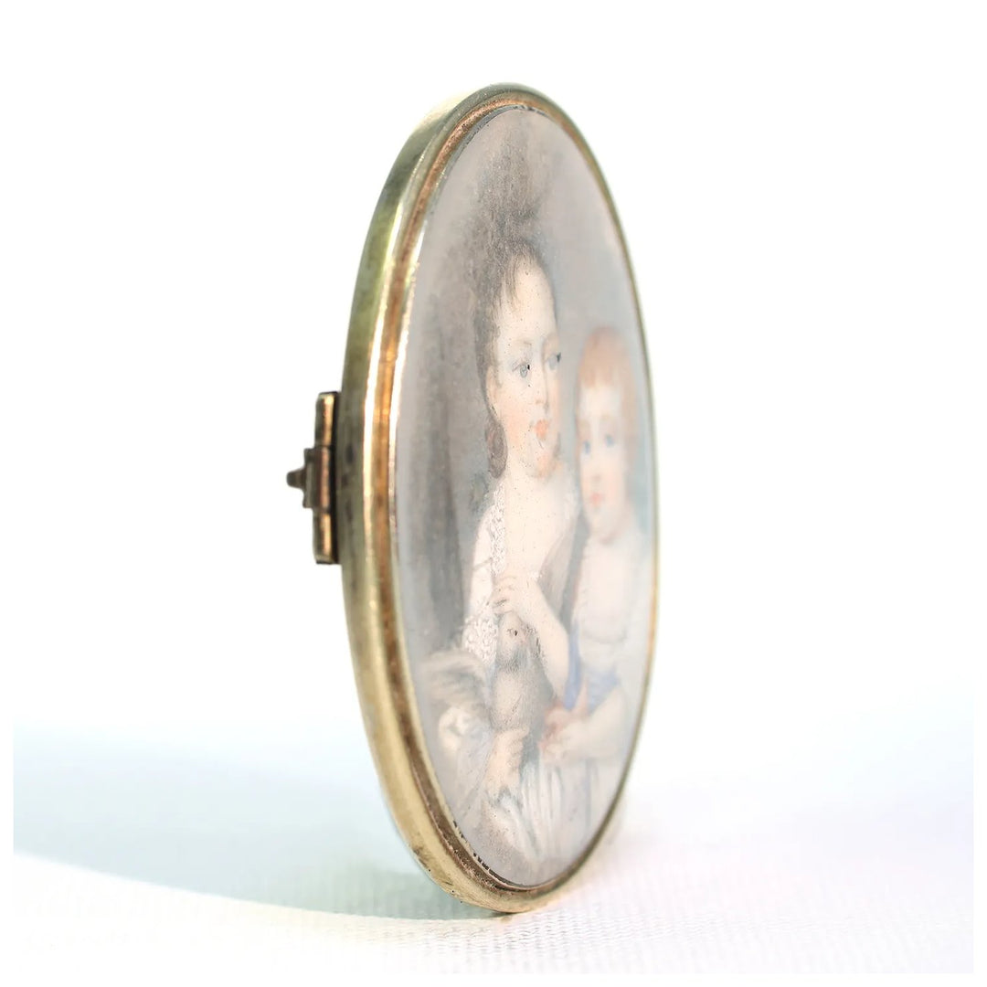 Early Victorian Enamel Portrait Miniature 15k Gold