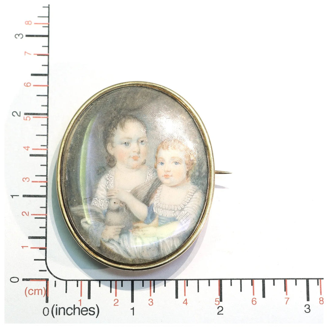 Early Victorian Enamel Portrait Miniature 15k Gold