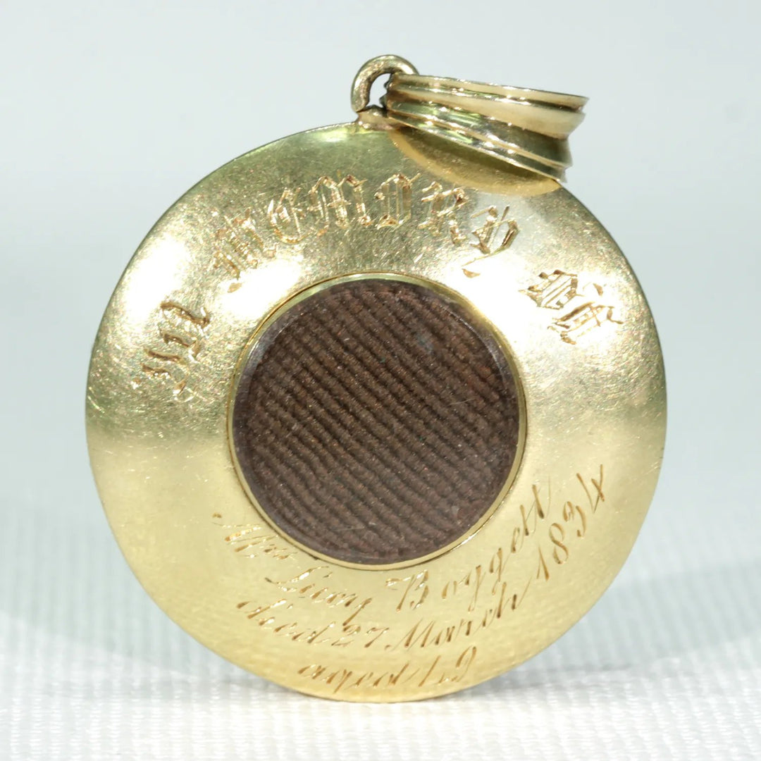Early Victorian Garnet Enamel Memorial Locket Pendant
