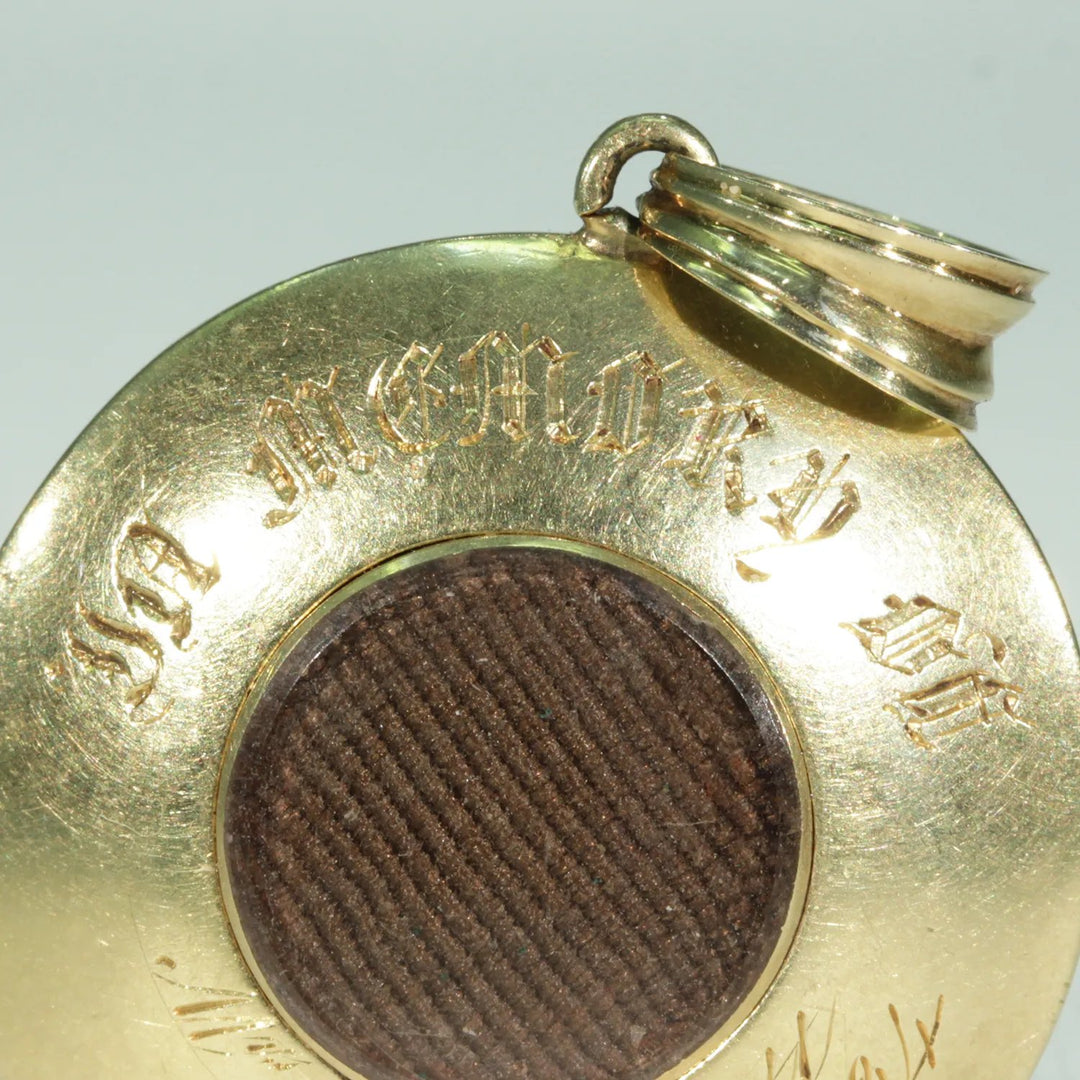 Early Victorian Garnet Enamel Memorial Locket Pendant