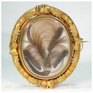 Early Victorian Gold Hair Memorial Brooch Thistles 15k