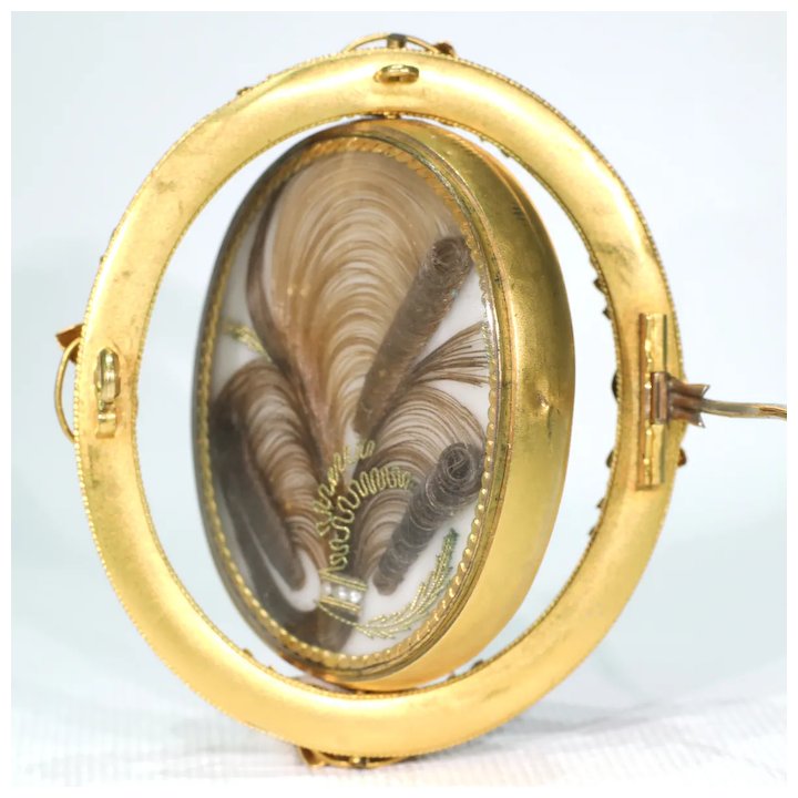 Early Victorian Gold Hair Memorial Brooch Thistles 15k