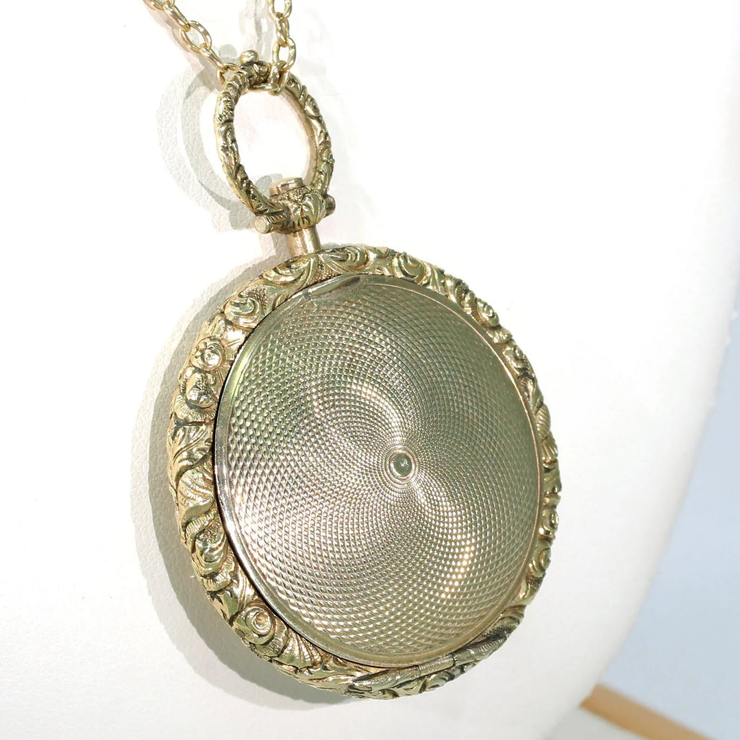 Early Victorian Gold Memorial Locket Pendant Hair Inscription