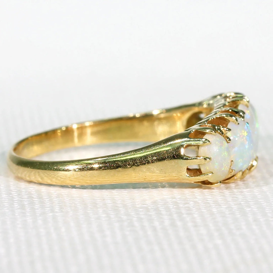 Edwardian 5 Stone Opal Ring in 18k Glowing Stones