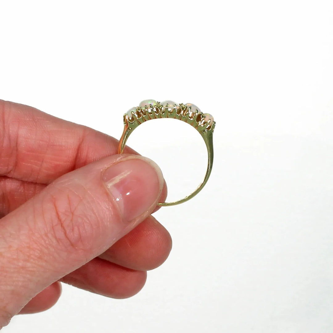 Edwardian 5 Stone Opal Ring in 18k Glowing Stones