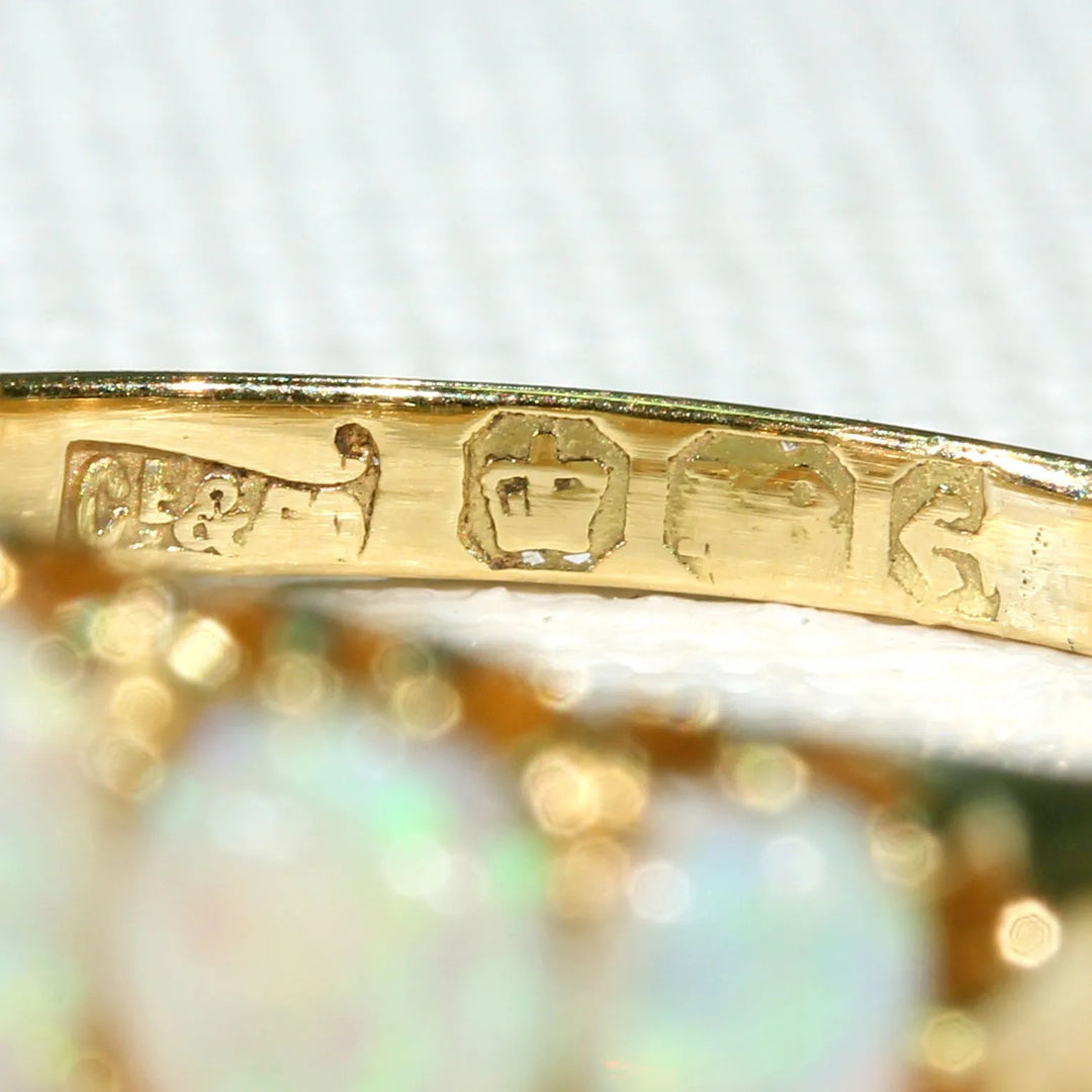 Edwardian 5 Stone Opal Ring in 18k Glowing Stones