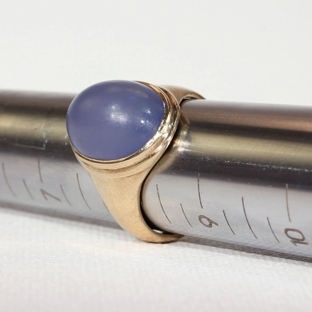 Edwardian Blue Chalcedony Ring 15k Gold