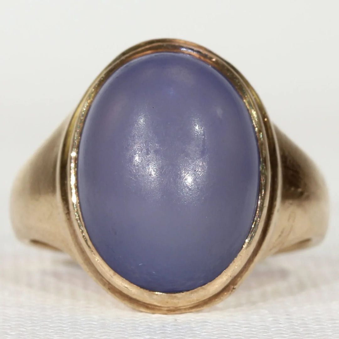 Edwardian Blue Chalcedony Ring 15k Gold