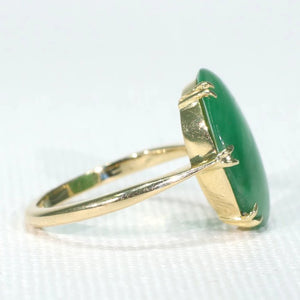 Edwardian Era Jade Ring 18k Gold Solitaire