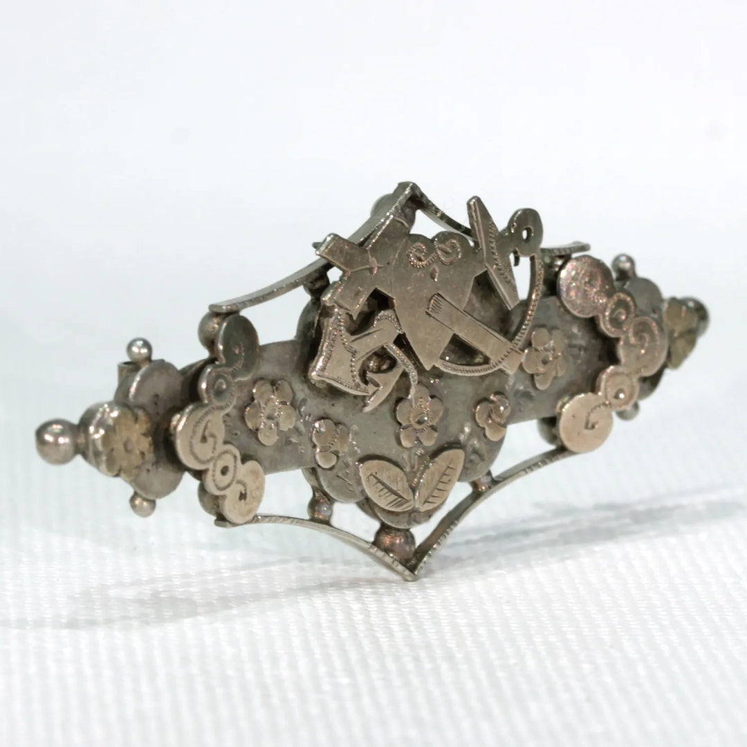 Edwardian Faith Hope and Charity Sweetheart Brooch Pin Silver