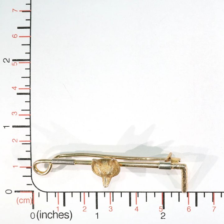 Edwardian Fox and Crop Brooch 15k Gold Platinum Mans