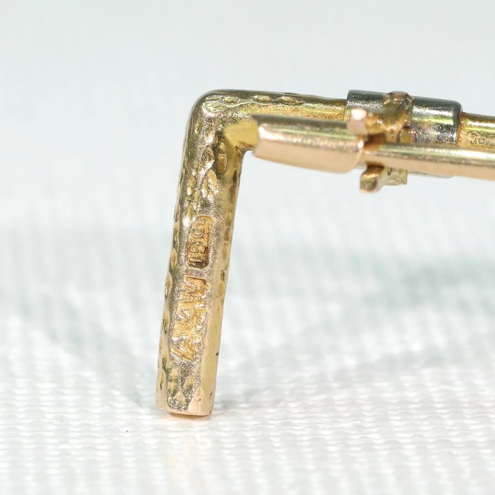 Edwardian Fox and Crop Brooch 15k Gold Platinum Mans