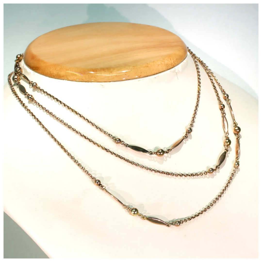 Edwardian Long Gaurd Chain 9k Rose Gold 45 inches