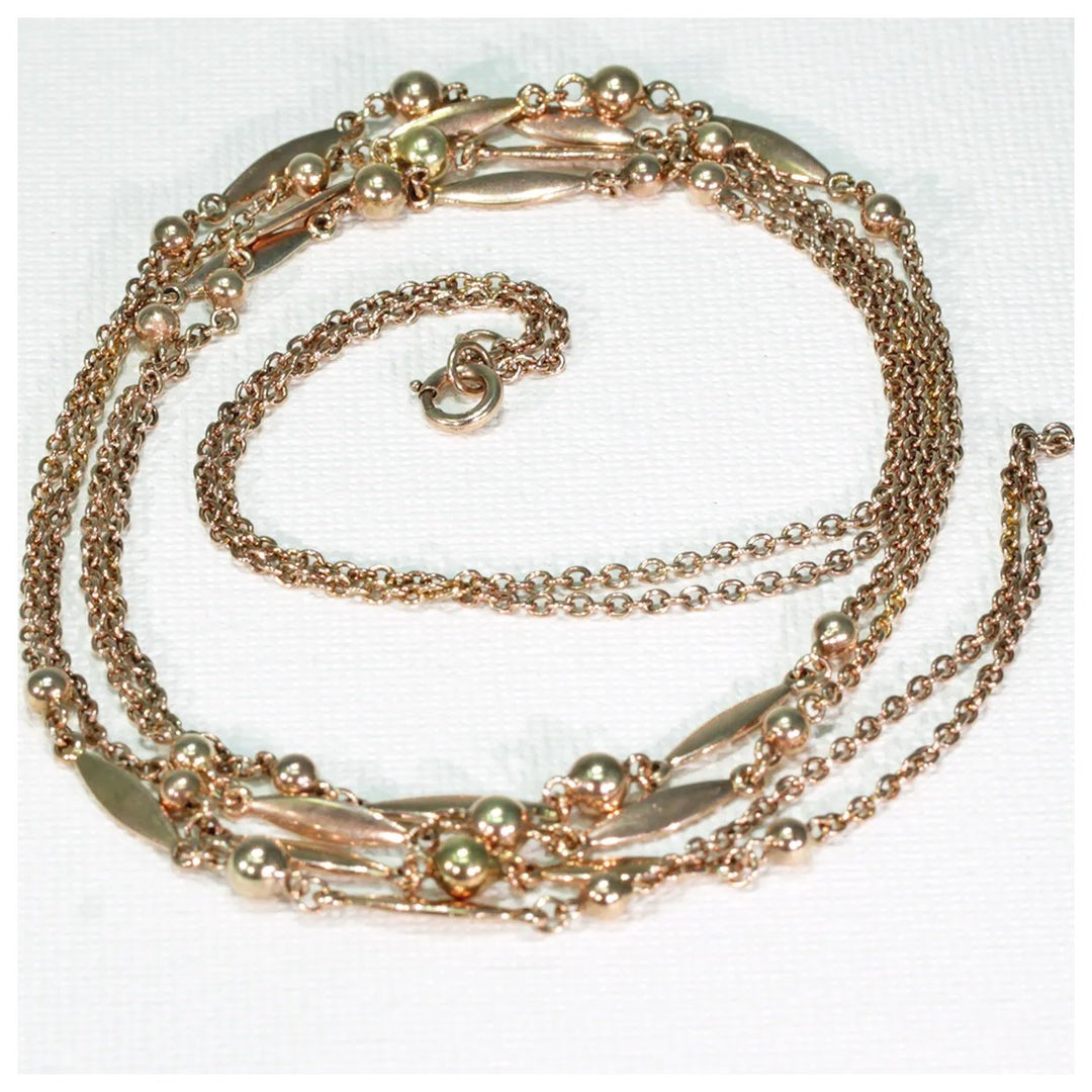 Edwardian Long Gaurd Chain 9k Rose Gold 45 inches