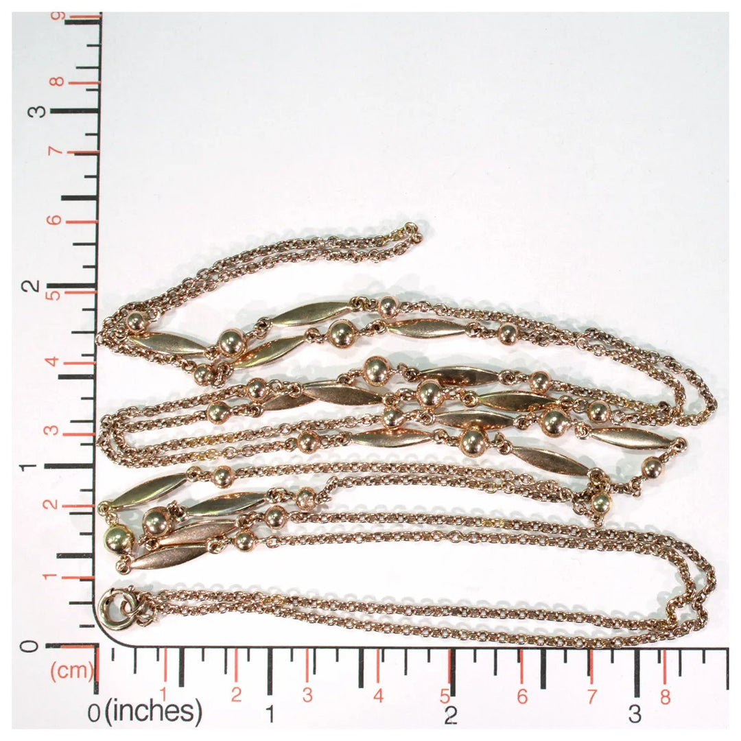 Edwardian Long Gaurd Chain 9k Rose Gold 45 inches