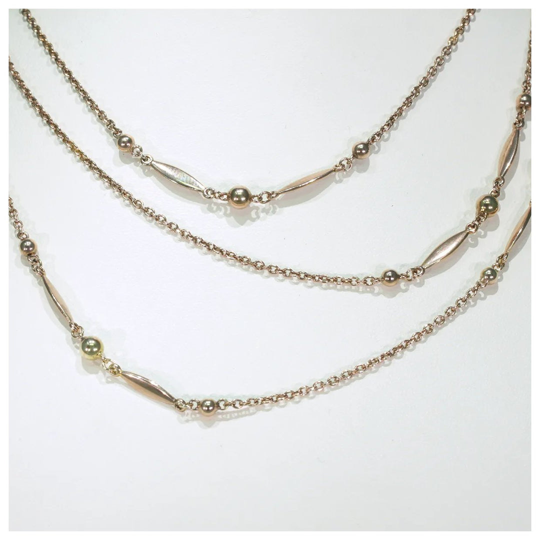 Edwardian Long Gaurd Chain 9k Rose Gold 45 inches